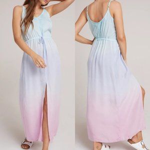 Anthropologie Blue and Pink Maxi Dress